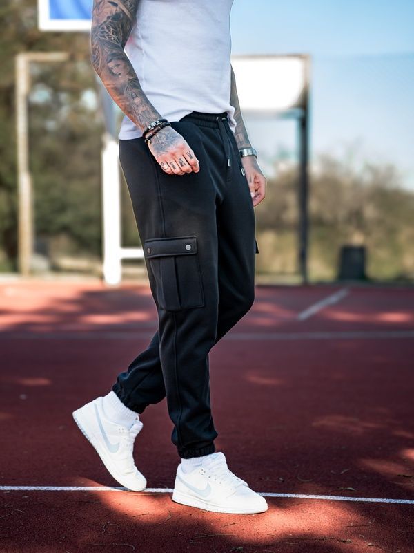 Чоловічі теплі спортивні штани Teamv Карго OVERSIZE 3 Чорні