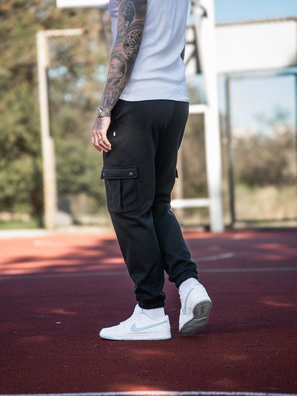 Чоловічі теплі спортивні штани Teamv Карго OVERSIZE 3 Чорні