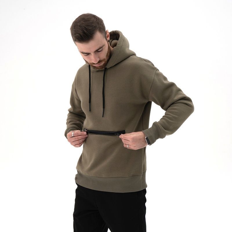 Мужской теплый худи на флисе Teamv Anorak Оливковый
