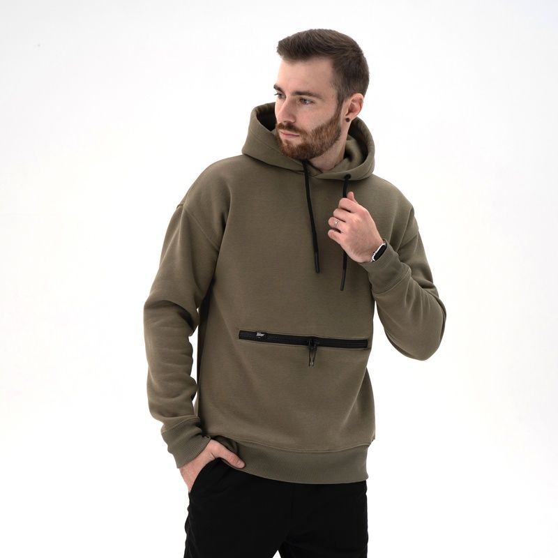 Мужской теплый худи на флисе Teamv Anorak Оливковый