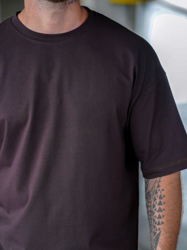 Чоловічі футболки оверсайз з бавовни Teamv однотонні футболки Oversize Коричнева