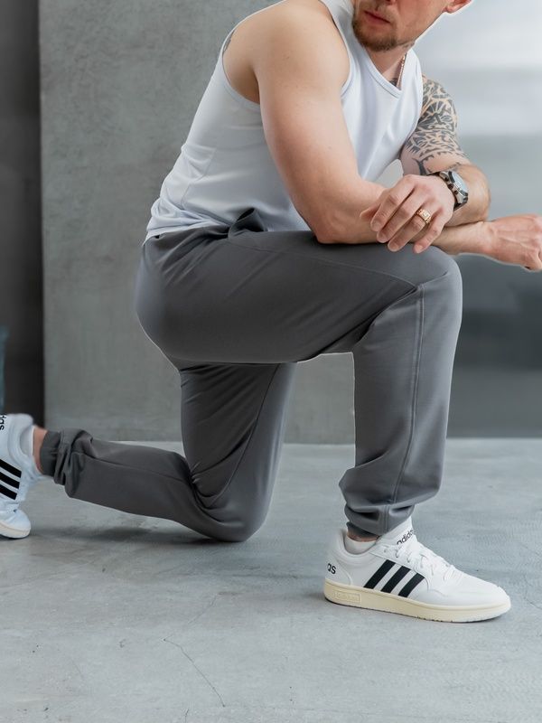 Штаны спортивные мужские демисезонные брюки с манжетами Teamv simple Серые