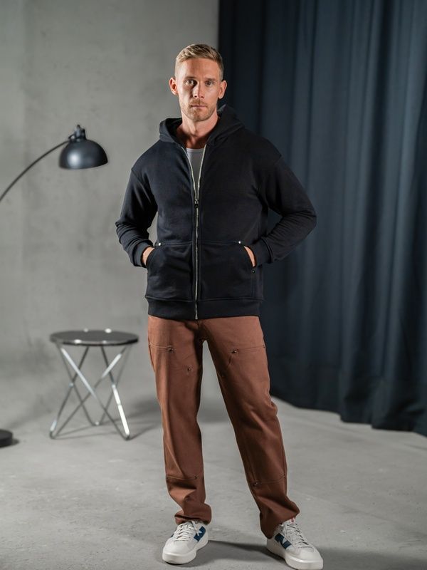Мужской худи на молнии Teamv Oversize ZIP Черная