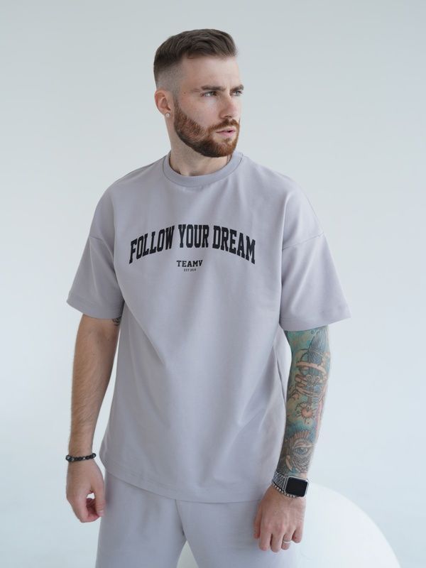 Чоловічий літній костюм із принтом Teamv Dream Сірий