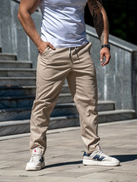 Мужские зауженные брюки Casual-Sport Бежевые