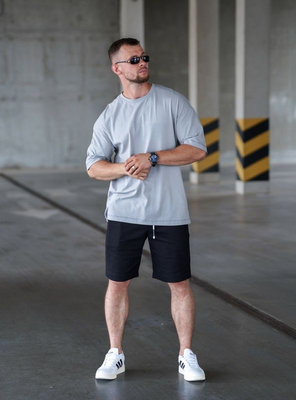 Мужская футболка оверсайз из хлопка Teamv однотонные футболки Oversize Серая