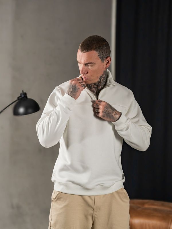 Мужской тёплый свитшот с воротником на молнии Teamv Collar Zip Белый