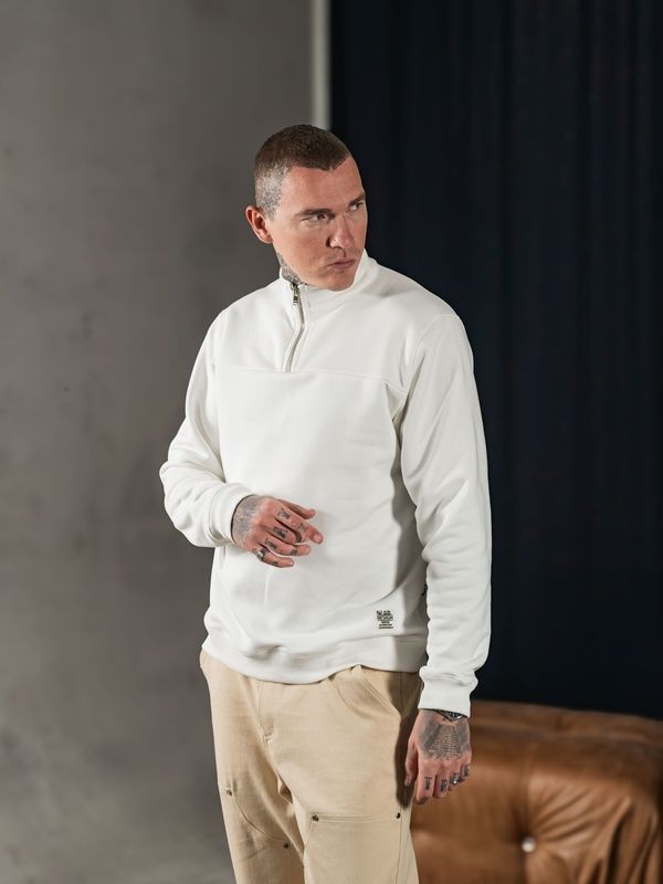 Мужской тёплый свитшот с воротником на молнии Teamv Collar Zip Белый