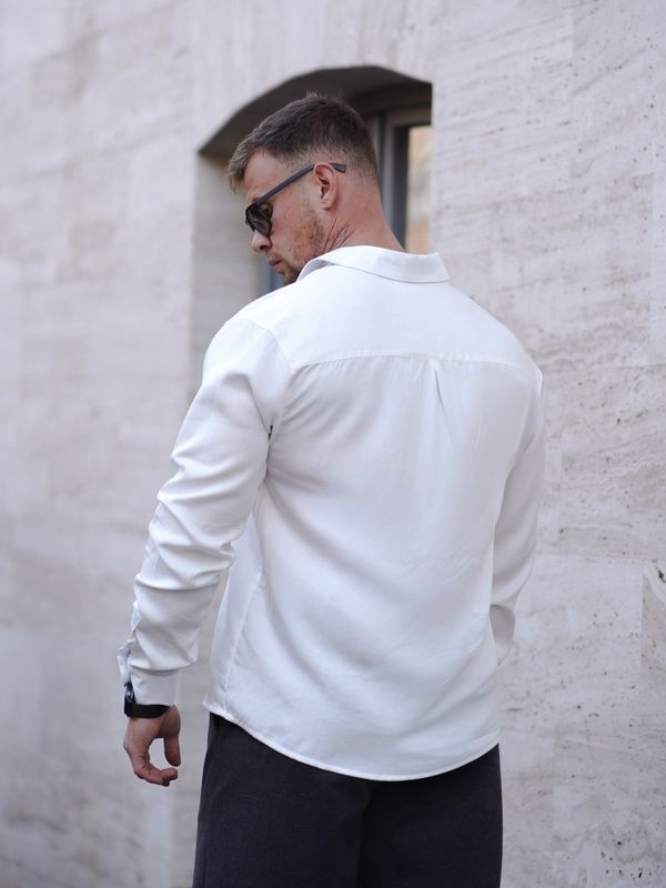 Мужская рубашка классическая однотонная Tencel Comfort Белая