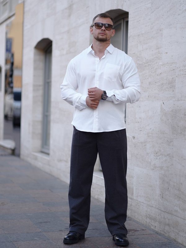 Мужская рубашка классическая однотонная Tencel Comfort Белая