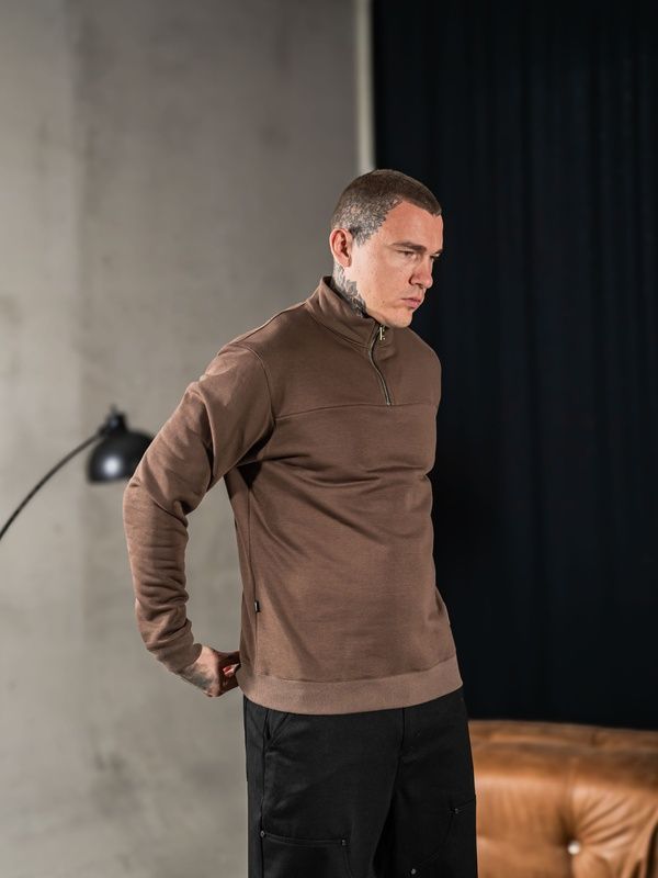 Чоловічий теплий світшот із коміром на блискавці Teamv Collar Zip Коричневий