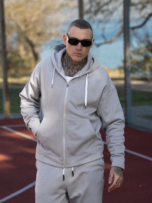 Мужской теплый костюм на Молнии ZIP FUR Серый