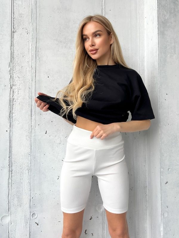 Женская футболка Оверсайз Cotton Teamv Черная