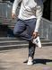 Штаны мужские зауженные брюки из коттона Casual Sport Серо синие
