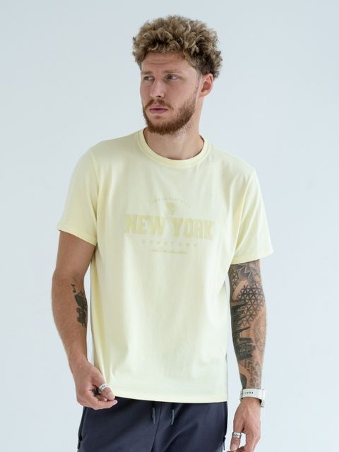 Мужская футболка повседневная из хлопка Teamv New York Лимонная