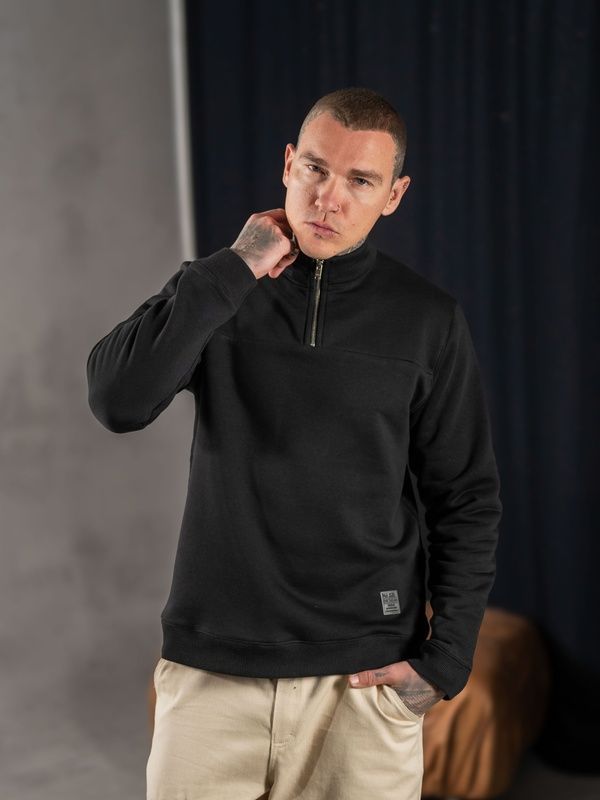 Чоловічий теплий світшот із коміром на блискавці Teamv Collar Zip Чорний