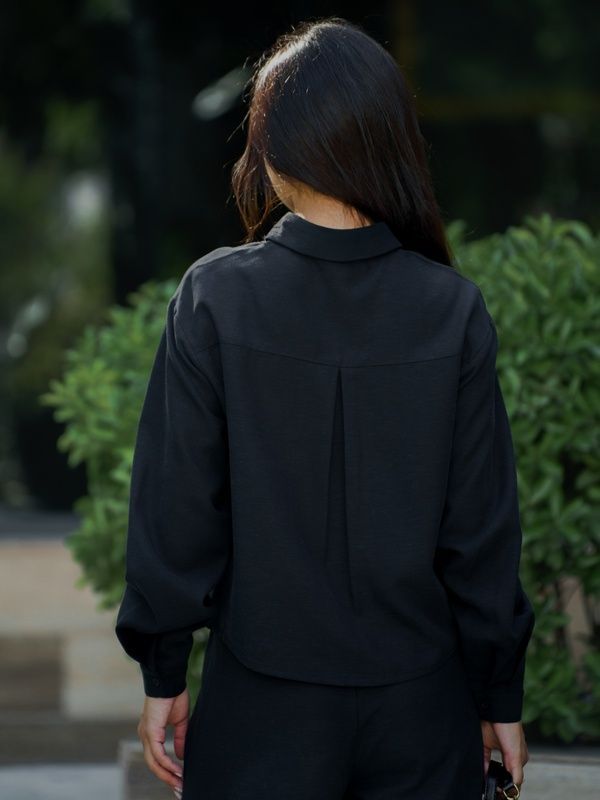 Рубашка женская летняя льняная Tencel Linen Черная