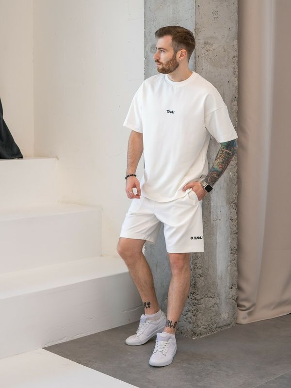 Мужской летний костюм с футболкой Teamv Oversize 32 Белый
