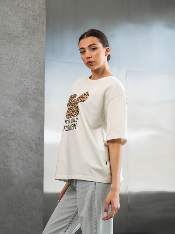 Жіноча футболка оверсайз з бавовни Mickey teamv Біла