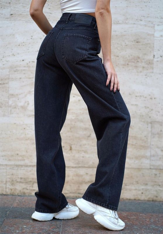 Джинси жіночі прямі на кожен день Teamv Denim Wide Чорні