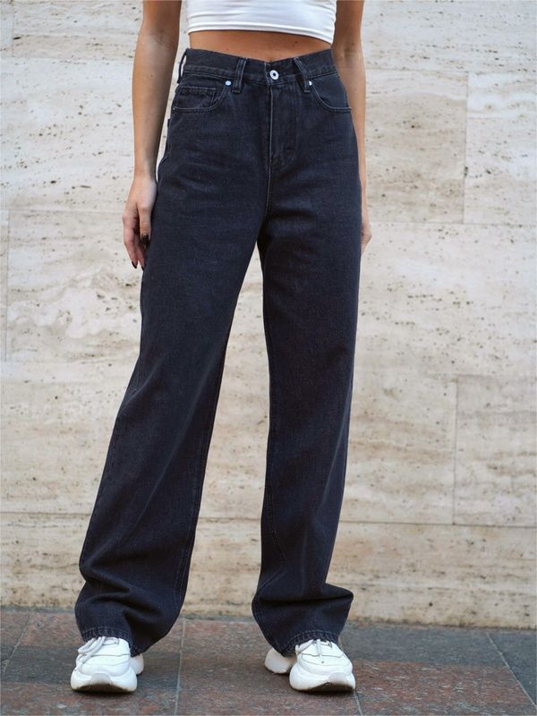 Джинси жіночі прямі на кожен день Teamv Denim Wide Чорні