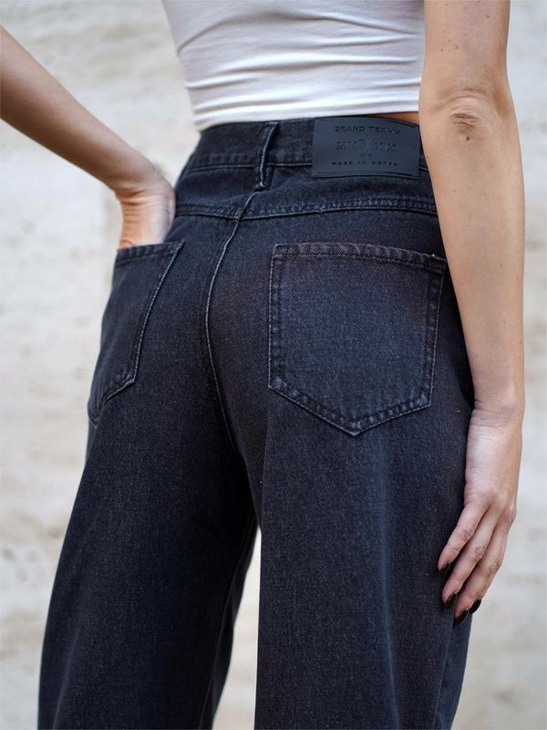 Джинси жіночі прямі на кожен день Teamv Denim Wide Чорні