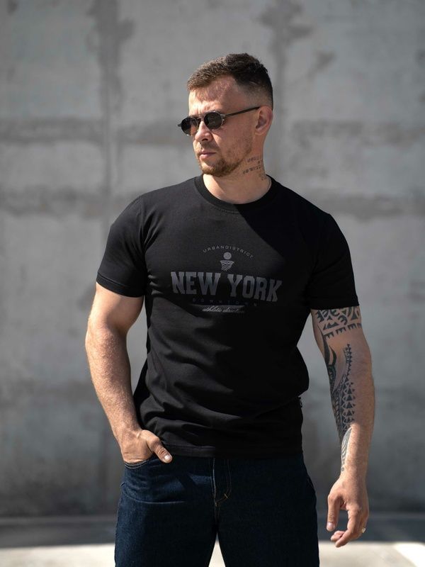 Чоловіча футболка повсякденна з бавовни Teamv New York Чорна