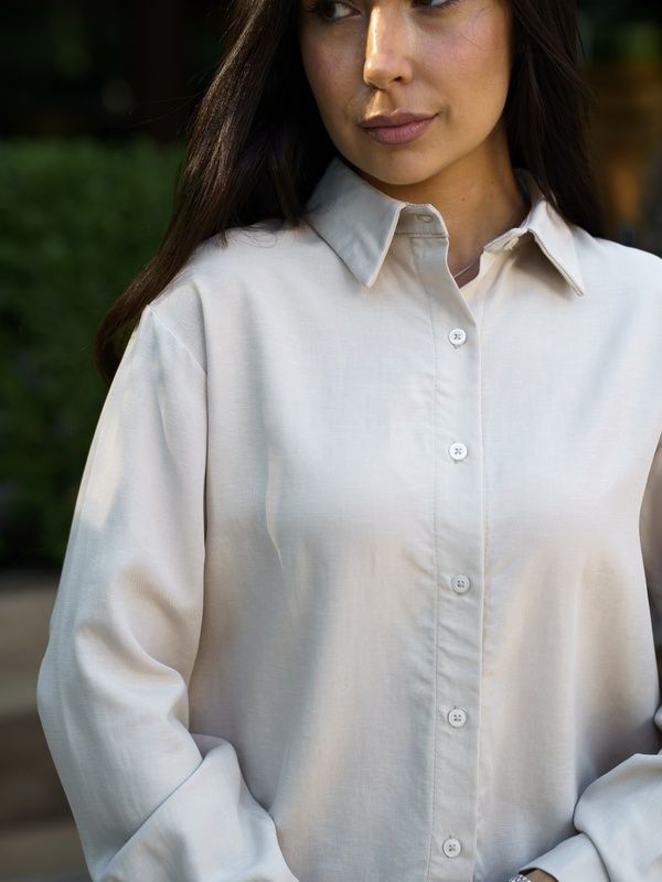 Рубашка женская летняя льняная Tencel Linen Бежевая
