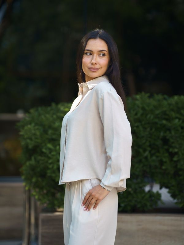 Рубашка женская летняя льняная Tencel Linen Бежевая
