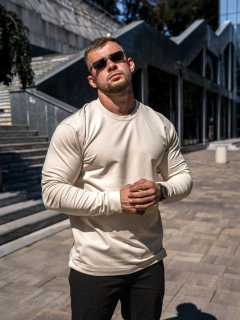 Чоловічі футболки з довгим рукавом Long sleeve Teamv Бежевий