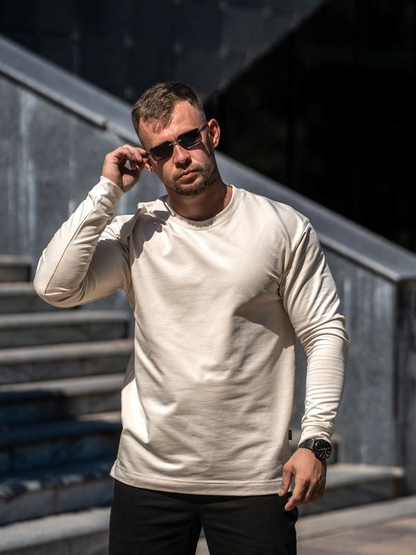 Чоловічі футболки з довгим рукавом Long sleeve Teamv Бежевий