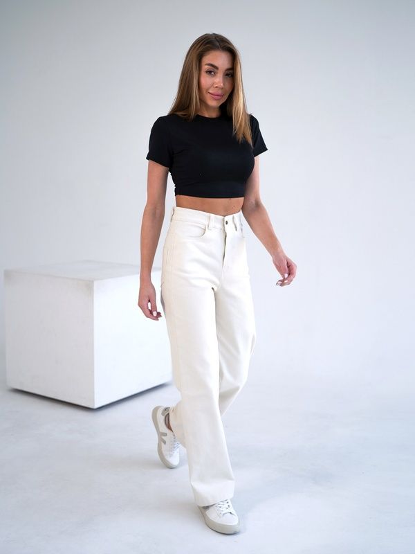 Женские прямые брюки Teamv COTON TWILL Кремовые