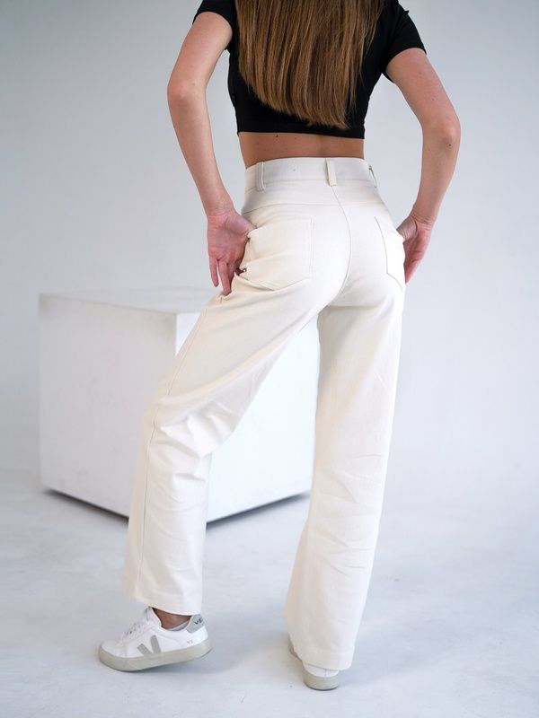 Женские прямые брюки Teamv COTON TWILL Кремовые