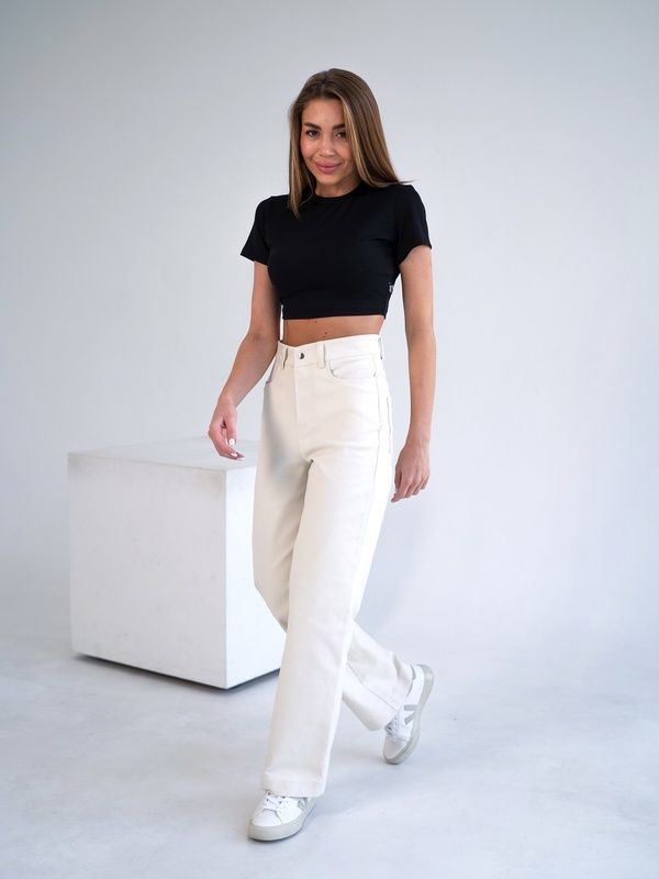 Женские прямые брюки Teamv COTON TWILL Кремовые