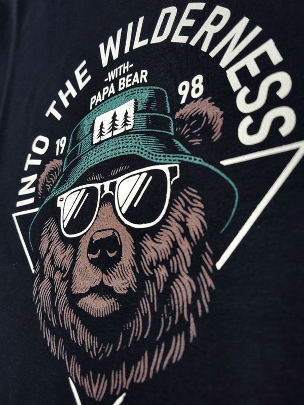 Мужская футболка с принтом Bear черная трикотажная из хлопка teamv футболки мужские базовые