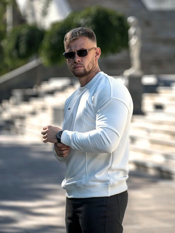Чоловічий світшот демісезонний вільного крою Raise Teamv Молочний