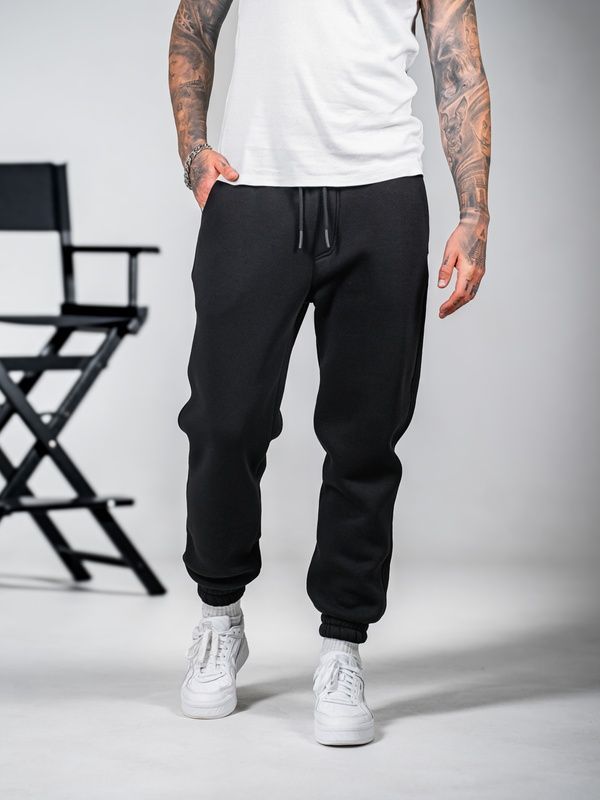 Чоловічі теплі спортивні штани Teamv OVERSIZE 3 Чорні