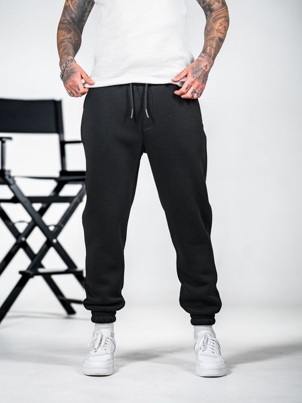 Чоловічі теплі спортивні штани Teamv OVERSIZE 3 Чорні