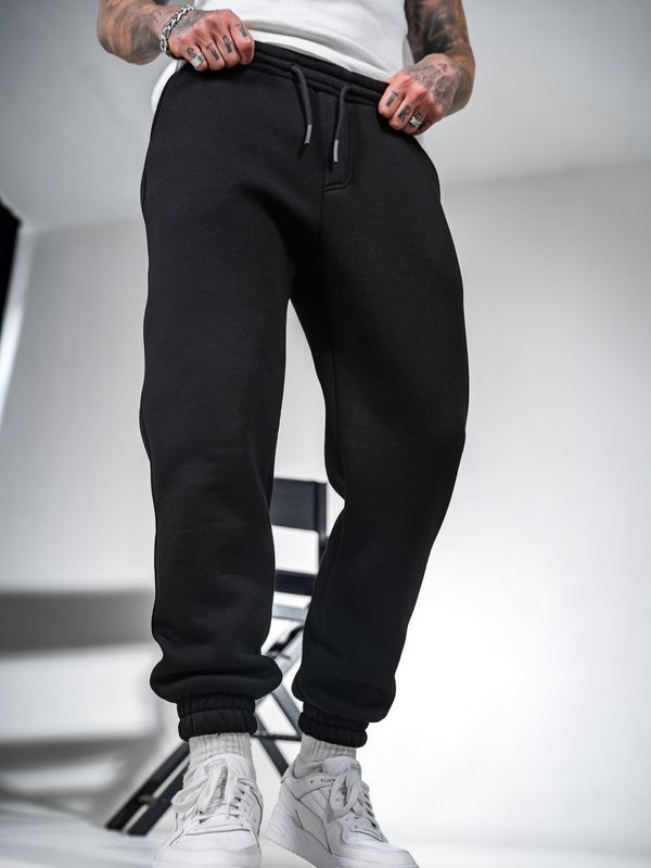 Чоловічі теплі спортивні штани Teamv OVERSIZE 3 Чорні