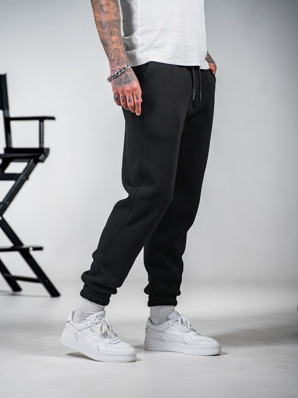 Чоловічі теплі спортивні штани Teamv OVERSIZE 3 Чорні