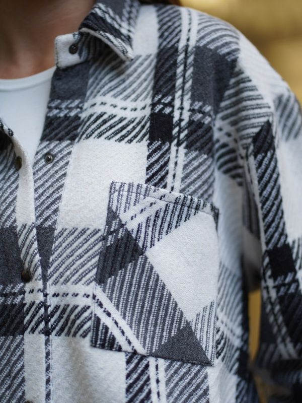 Рубашка в клетку женская теплая Teamv Oversize Серая