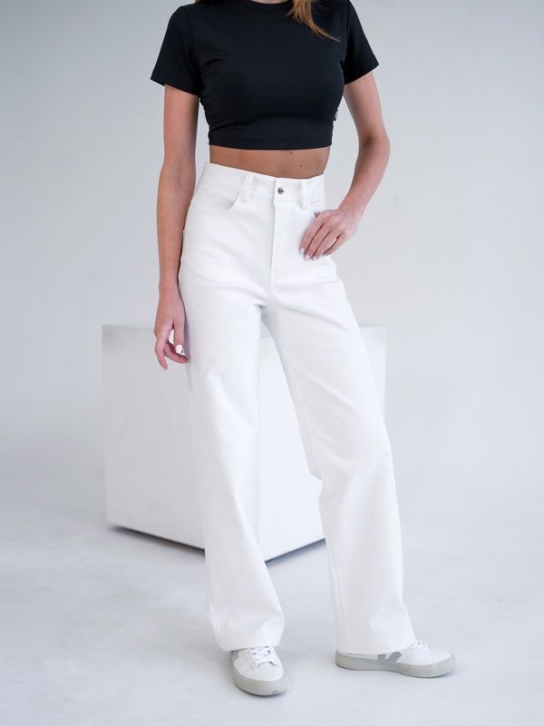 Женские прямые брюки Teamv COTON TWILL Белые